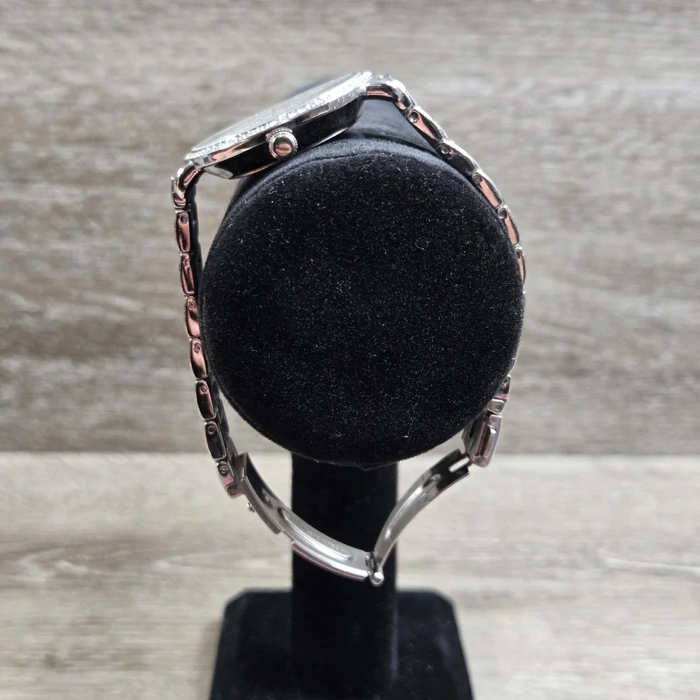 Anne Klein Watch Women 29mm Silver Tone MOP Bling Bezel Y121E  6